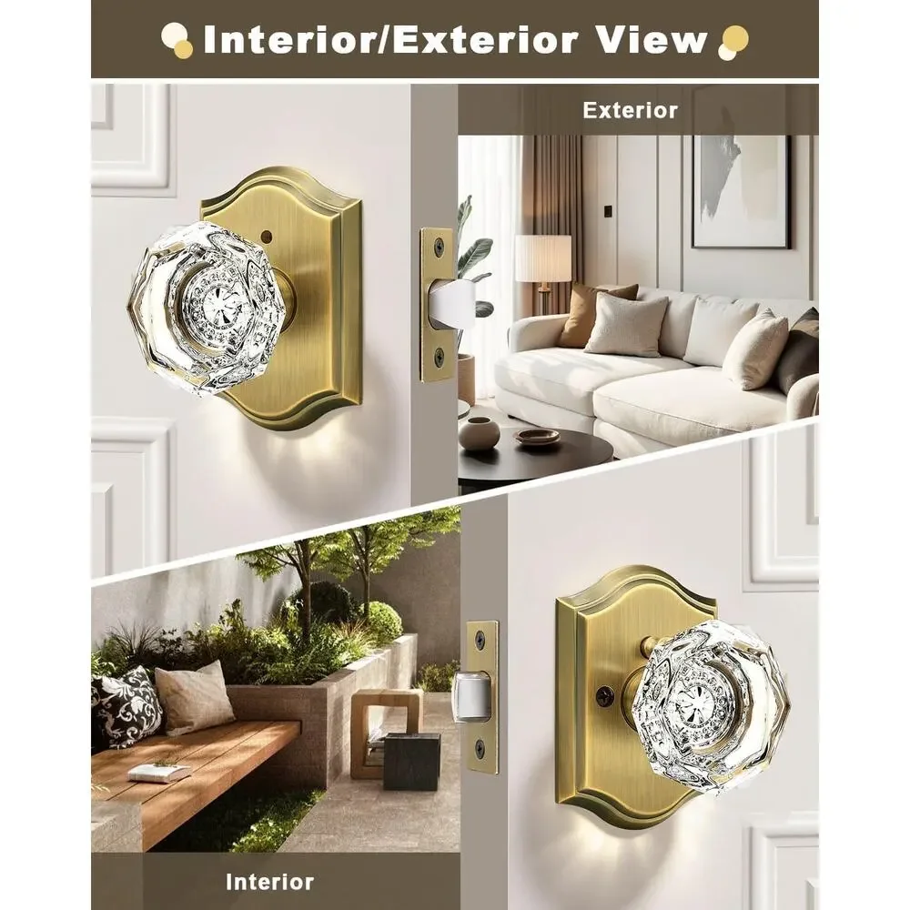 Brass Golden Tone Elegant Bathroom Door Nob New